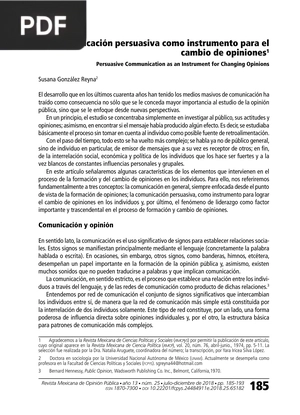 La comunicación persuasiva como instrumento para el cambio de opiniones