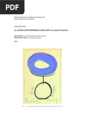 La joyería contemporánea como arte. Un estudio filosófico