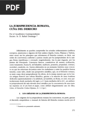 La jurisprudencia romana, cuna del derecho