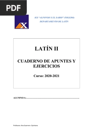 Latín II. Cuaderno de apuntes y ejercicios