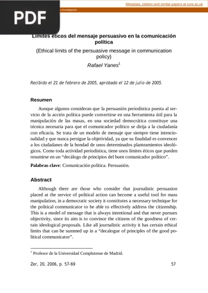 Límites éticos del mensaje persuasivo en la comunicación política