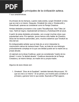 Los 30 dioses principales de la civilización azteca