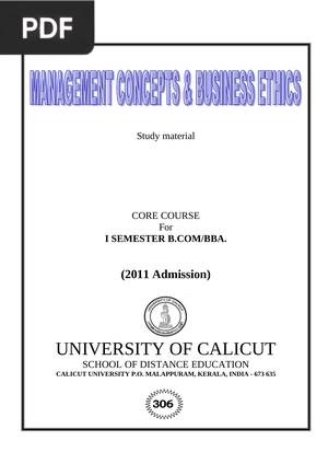 Management Concepts and Business Ethics