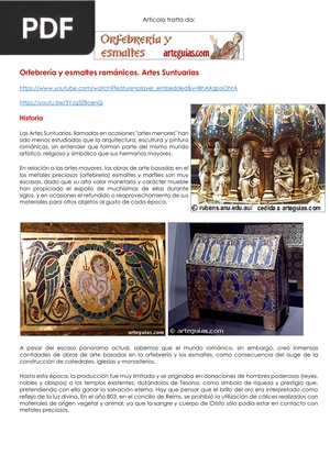 Orfebrería y esmaltes románicos. Artes Suntuarias