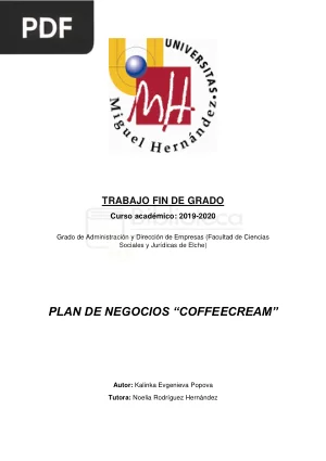 Plan de Negocios para una Cafetería: Caso COFFEECREAM