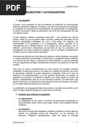 Sugestión y Autosugestión