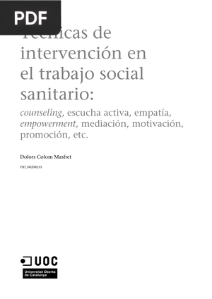 Técnicas de intervencion en el trabajo social sanitario
