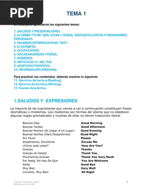 Inglés Básico: Saludos, Verbo To Be y Presente Simple